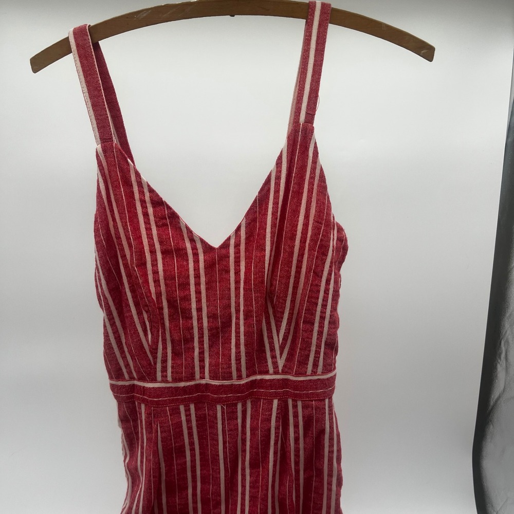 Lost + Wander Red White Striped Cotton Linen Wide Leg‎ Jumpsuit XS LRB70347 - Picture 2 of 11
